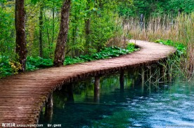 漂亮的风景 木桥 河水 影楼背景