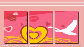 粉红 桃心 线条 抽象 无框画(一)