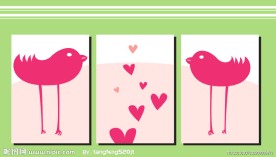 粉色 小鸡 桃心 情侣 抽象 无框画（二）