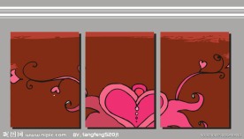粉色 桃心 线条 抽象 无框画（一）