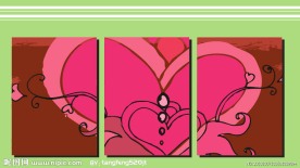 粉色 桃心 线条 抽象 无框画（二）