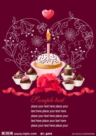 爱心花纹 生日蛋糕 丝带