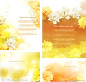 黄色梦幻花纹 花朵 展板 底纹