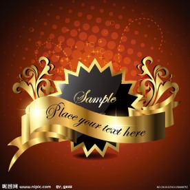 欧式金色古典花纹 底纹 花边 边框 丝带 豪华金标签
