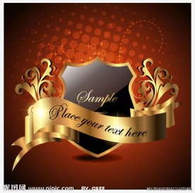 欧式金色古典花纹 底纹 花边 边框 丝带 豪华金标签