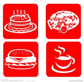 蛋糕 面包 咖啡 汉堡矢量图