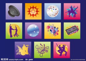 音乐图标 音乐背景 舞蹈剪影 双人舞