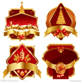 金色 圣诞标签 圣诞背景 花边 边框 丝带 童话 蝴蝶结