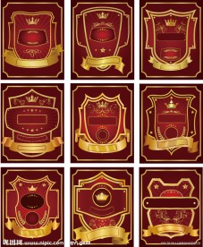 欧式花纹 底纹 花边 边框 丝带 皇冠 标签