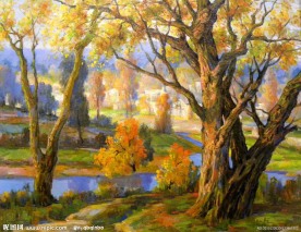 抽象 油画 风景 山水画