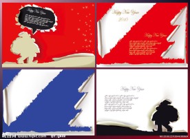 撕裂的纸新年贺卡背景