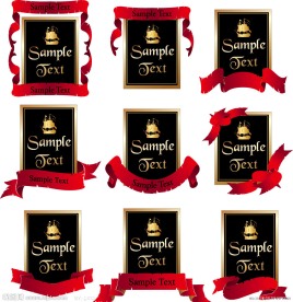 金色边框丝带标签