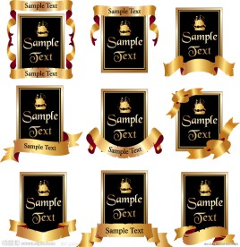 金色边框丝带标签