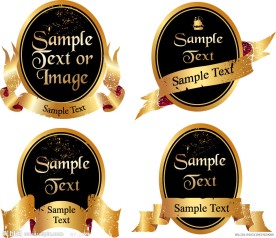 金色边框丝带标签