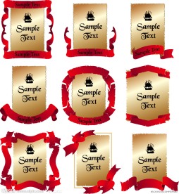 金色边框丝带标签