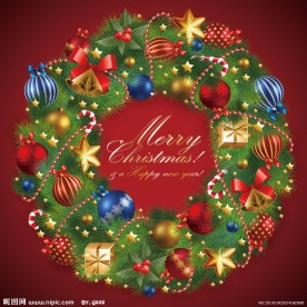 松树圣诞花环贺卡背景