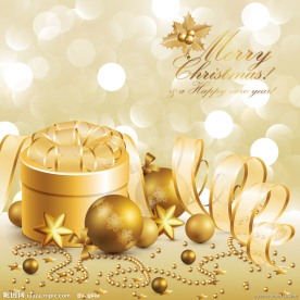 金色动感丝带圣诞贺卡背景