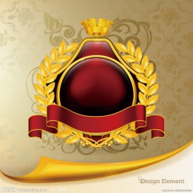 古典花纹底纹金色边框丝带