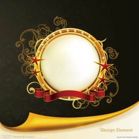 古典花纹底纹金色边框丝带