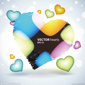 柔和交错叠加动感爱心桃心情人节背景