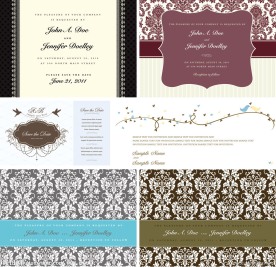 古典花纹边框花边婚纱婚礼卡片