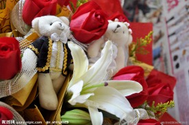 情人节的礼物可爱熊和玫瑰花