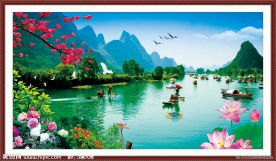 自然风景 山水画 桂林山水