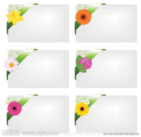 花朵丝带卡片矢量素材