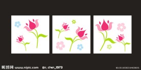 无框装饰画模板 卡通花朵