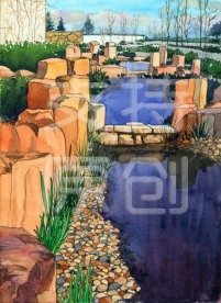 手绘风景无框画 装饰画