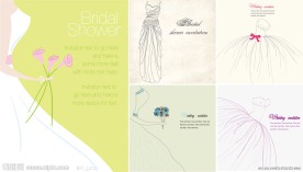 手绘婚纱婚礼贺卡片