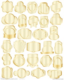 金色边框丝带标签