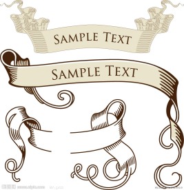 手绘古典丝带横幅