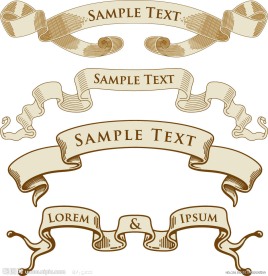 手绘古典丝带横幅