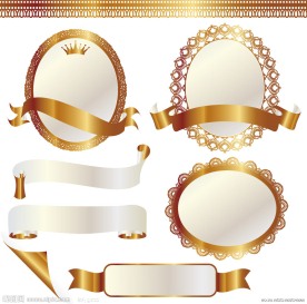 金色花纹花边框丝带