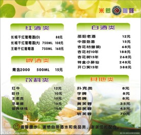 米萝咖啡酒水牌