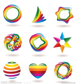 七彩3d标志标识logo设计元素