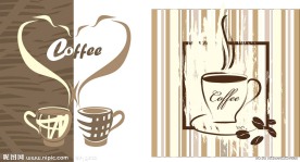 手绘爱心咖啡背景矢量