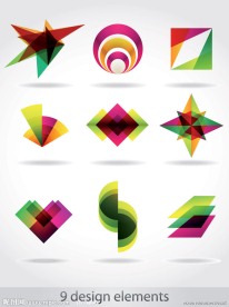 七彩3d标志logo设计元素