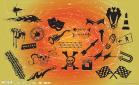 墨迹手绘图标矢量