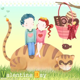 深情对望卡通情人节