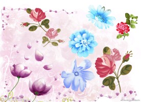 水墨画花分层素材