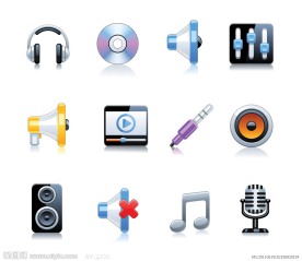 休闲娱乐音乐图标矢量