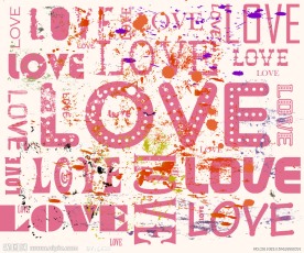墨迹情人节love字母背景