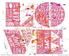 墨迹情人节love字母背景