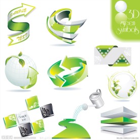 3d绿色环保图标