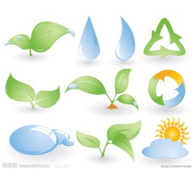 绿叶水珠水滴绿色环保图标
