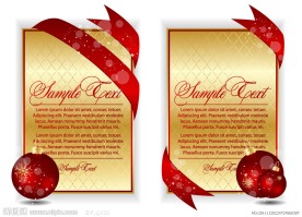 动感丝带金色圣诞贺卡背景