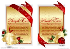 动感丝带金色圣诞贺卡背景