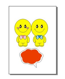 情侣笑脸矢量图黄色